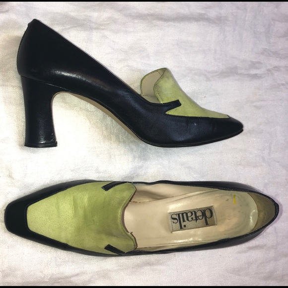 Details Women Sz 8B Navy & Green High Heel Pumps - Picture 7 of 8